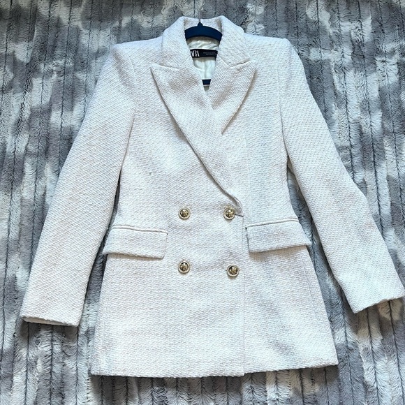 Zara Textured Double-Breasted Blazer Size XS - Picture 3 of 11